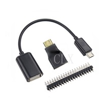 3 в 1 Raspberry Pi Zero адаптер Комплект мини-адаптер + кабель с разъемами микро-usbи USB разъемом типа «Мама» + 20 контактный разъем GPIO Header RRI 0 2024 - купить недорого