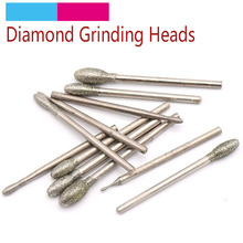 10pcs 2.35/3mm Shank Egg Shape Diamond Polishing Grinding Head Mounted Points Grinding Bit G Needle For Jade Dremel Rotary Tools 2024 - buy cheap