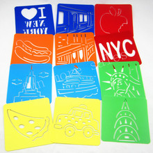 12Designs/set  NewYork Stencils for painting  Kids drawing templates Plastic boards baby hot toys for children128x128x0.6mm 2024 - buy cheap