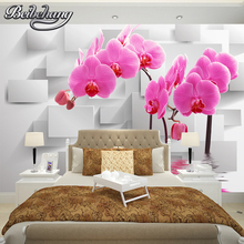 Beibehang Custom Walls White cubes Art Painting 3D Wallpaper 3d Living Room TV Background Butterfly orchid Photo Wallpaper 2024 - buy cheap