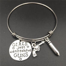 Stainless Steel Expandable Wire Bangle Bracelets Girls Jusr Want to Have Guns Charm Cowgirl Country Girl Jewelry Gifts 2024 - buy cheap