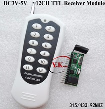 Módulo receptor decodificador embutido 12 canais, transmissor ttl controle remoto código de aprendizagem momentâneo alternância travada 315/433.92mhz 2024 - compre barato