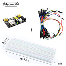 Glyduino-módulo de alimentación de placa de pruebas MB102 de 3,3 V/5V, MB-102, kit de prototipo de placa de pan sin soldadura de 830 puntos, 65 cables de puente flexibles 2024 - compra barato