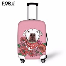 Forudesigns floral pit bull elástico tecido bagagem capa protetora adequado trole caso mala de viagem acessórios 2024 - compre barato