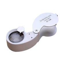 Mini 40X Power Jewelers Magnifier Magnifying glass Eye Loupe Jewelry Store Silver LED Lights Jeweler loupe folding magnifier 2024 - buy cheap