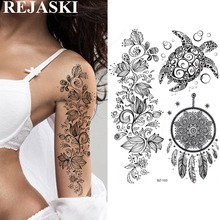 REJASKI Black Henna Kit Turtle Temporary Tattoos Sticker Art Leaves Custom Tatoos For Women Turtle Sexy Fake Tattoo Sheets 2024 - buy cheap