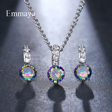 Emmaya Brilliant Cubic Zircon Party 13 Colors Costume Necklace Earrings Wedding Bridal Jewelry Sets Dress Accessories Party 2024 - buy cheap