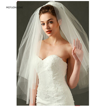 Womens curto véus tule duas camadas branco marfim cotovelo comprimento véus de noiva para casamento nupcial acessórios voile mariage tribunal 2024 - compre barato