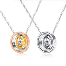 Stainless Steel Matching 2pcs Three Circle Crystal Pendant Necklace Valentine's Day Jewelry Gifts for Boyfriend Girlfriend 2024 - buy cheap