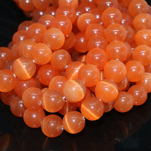 Cuentas redondas de ópalo naranja para hacer joyas, cuentas de Ojos de gato, 4,6,8,10,12mm, ajuste de moda para collar artesanal de 14 pulgadas, B1580 2024 - compra barato