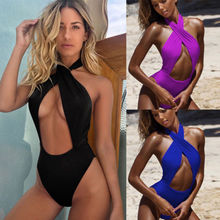 New Sexy Cross Halter Swimwear Women One-Piece Swimsuit High Waist Beachwear Push-up Bikini Bathing Suit Monokini 2024 - buy cheap