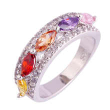 Lingmei factory direct sales Fashion Handmade Silver Free shipping Ring Size 6 7 8 9 10 11 Garnet Purple CZ plated Jewelry 2024 - buy cheap
