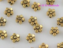 OMH wholesale Free ship  golden Silver color flower spacer beads Jewelry metal beads 6x4mm ZL525 2024 - купить недорого