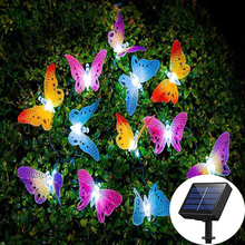 Solar Powered 12leds Butterfly Fiber Optic led Fairy String Lights Waterproof Christmas Outdoor Garden Holiday Night Lighting 2024 - buy cheap