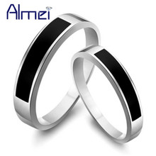 Almei 2 Pcs Couple Rings Black For Women And Men Jewelry Wedding Pair Ring Silver Color Gothic Aneis Vintage Punk Anillos J053 2024 - buy cheap