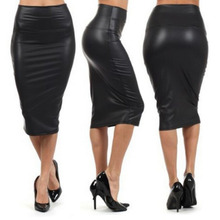 Women Faux Leather slim High Waist Skirts Casual Tube Wrap Bodycon PU Pencil Skirts Midi Saias Femininos High Quality 2024 - buy cheap