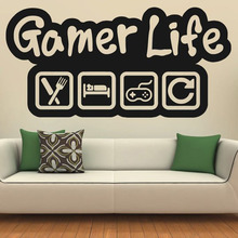 Gamer Wall Stickers Game Life Quotes Art Wall Decals House Decorative Kids Boys Room Wallpaper Pattern Removable B253 2024 - buy cheap