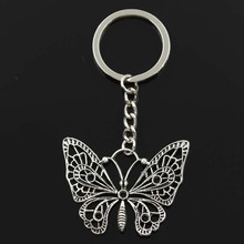 Fashion Hollow Butterfly 48x38mm Pendant 30mm Key Ring Chain Bronze Silver Color Men Car Gift Souvenirs Keychain Dropshipping 2024 - buy cheap