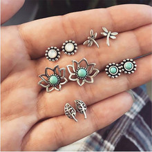 Yobest Bohemian Flower Leaves Stud Earrings Set For Women 2018 Statement Handmade Round Earring bijoux femme Ethnic Jewelry 2024 - buy cheap