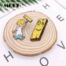 Creative Cartoon Characters Little People Yellow Wood Enamel Brooch Alloy Badge T-shirt Bag Pin Accessories Jewelry Gift For Kid 2024 - buy cheap