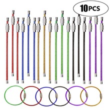 10Pcs Colorful Stainless Steel Wire Keychain Carabiner Key Circle Rope Cable Loop Outdoor Camping Hiking Screw Locking Key Chain 2024 - buy cheap