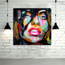 Frete grátis pintura a óleo retrato humano moderna abstrata tela de parede quadros coloridos fashion arte de parede para garotas 2024 - compre barato