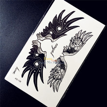 Black Temporary Tattoo Dark Wings Totem Flash Fake Tattoo Stickers HAQ-138 Men WOmen Body Art Painting Arm Tattoo on NEck 2024 - buy cheap
