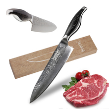 Sunnecko, faca de chef, faca japonesa de aço de damasco, martelo, facas de cozinha, cabo de madeira packa, lâmina afiada 60hrc, ferramentas de corte de 8" 2024 - compre barato