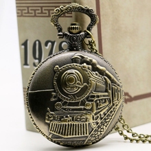 Ретро антикварные карманные часы Бронзовый паровой поезд резной кулон цепь лучший подарок для женщин мужчин Fob часы relogio de bolso 2024 - купить недорого