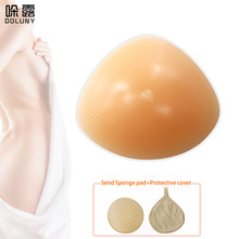 Formatos de seios falsos triângulos de silicone, para mastectomy, canhão de peito, côncavo profundo, tesouros artificiais falsos, tem capa protetora d40 2024 - compre barato