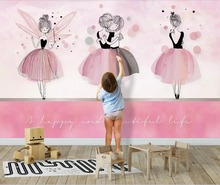 Nordic ins pink ballet girl children's room background wall 2024 - buy cheap