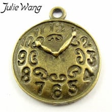 JulieWang 40pcs/pack Zinc Alloy Ancient Bronze Clock Model Pendant Jewelry Accessories Retro Nostalgic Style Pocket Watch Gift 2024 - buy cheap