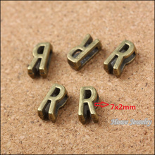 Wholesale 130 pcs Vintage Charms Letter R  Antique bronze Fit Leather leather slide rope bracelet jewelry production 10080 2024 - buy cheap