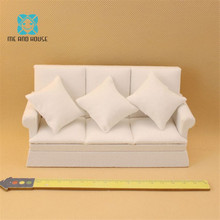 Wooden Toys Miniature furniture Dollhouse sofa Handmade Mini Wooden Furniture Dolls Couch 1/12 scale 3 colors 2024 - buy cheap