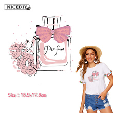 Nicediy Perfume Bottle Patches Iron On Transfers Stripe Stickers For Clothes Heat Printed A-level Washable DIY Thermal Transfer 2024 - compre barato