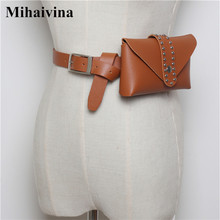 Mihaivina Waist Bags Women Simple Rivet Fanny Pack Fashion Belt Bag Female Mini Chest Bags Pu Leather Bum Bag Bolsa Fit iphone8 2024 - buy cheap