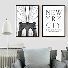 Nova iorque arte da parede pintura em tela cartazes e cópias ponte de brooklyn quadros de parede para sala de estar poster decoração 2024 - compre barato