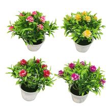 1Pc New Potted Artificial Flower Rose Stage Garden Wedding Home Party Fake Flower Home Decoration Props 13*14cm 2024 - buy cheap