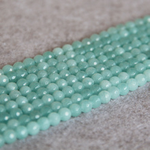 Cuentas redondas de Calcedonia azul claro para mujer, cuentas facetadas en forma de piedras de 6mm, diseño de joyería de 15 ", venta al por mayor 2024 - compra barato