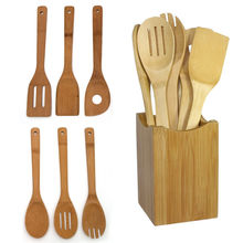 6 Pcs Mixing Cookware Set Bamboo Spoon Spatula Kitchen Utensil Wooden Cooking Tools Natural Kitchen Gadget 2024 - buy cheap