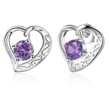 love heart purple zircon shiny high quality free shipping Silver Earrings for women fashion jewelry earrings /DZNNKCGB EQXDRXGV 2024 - buy cheap