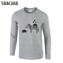 Мужская одежда TARCHIA 2021, модные футболки с забавным принтом и длинным рукавом, мужская повседневная хлопковая футболка, весенние повседневные футболки для мужчин 2024 - купить недорого