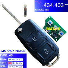 1J0 959 753 CT ID48 2 Button Car Remote Key Control Flip Key 433Mh For Volkswagen Bora Golf Passat Polo For Seat For Skoda 2024 - buy cheap