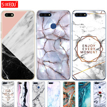 Silicon Case For Honor 7A PRO play 3 Case huawei Y6 2018 Prime cover huawei y5 2018 prime Y9 Phone Back Cover marble fashion 2024 - buy cheap