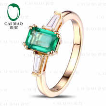 CaiMao 0.92 ct Natural Emerald 18KT/750 Yellow Gold  0.15 ct Full Cut Diamond Engagement Ring Jewelry Gemstone colombian 2024 - buy cheap