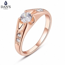 DAN'S элемент Австрийские кристаллы марки Медь золотой цвет модные простые обручальные кольца для женщин против аллергических вечерние # RA90293 2024 - купить недорого