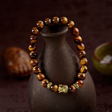Charm женский ретро, Тибетский из тигрового глаза с Буддой, эластичный браслет для мужчин, винтажный буддистский Erkek Bileklik, ювелирные изделия для медитации AB187 2024 - купить недорого