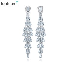 LUOTEEMI White Gold-Color 2016 Bridal New Luxury Clear Cubic Zirconia African Statement Drop Dangle Earrings For Women Brincos 2024 - buy cheap