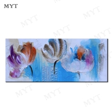 Myt Hand Painted Blue Flower Colorful Oil Painting On Canvas 1 Panel Art Set Home Abstract Wall Decor Picture For Living Room 2024 - buy cheap