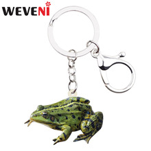 WEVENI Acrylic Green Frog Key Chain Keychain Holder Ring Cartoon Animal Jewelry For Women Girls Child Bag Wallet Charms Pendant 2024 - buy cheap